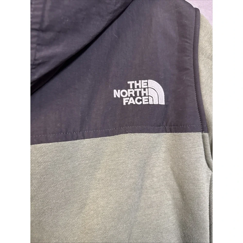 The North Face Men's Highrail Fleece Jacket olive green Hooded Snap & Zip Med